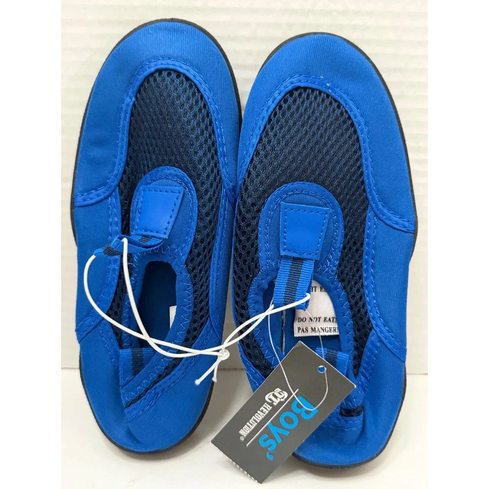 Boys Blue Mesh Water Shoes Aqua Socks Slip On Pool Beach Size 13/1 NWT